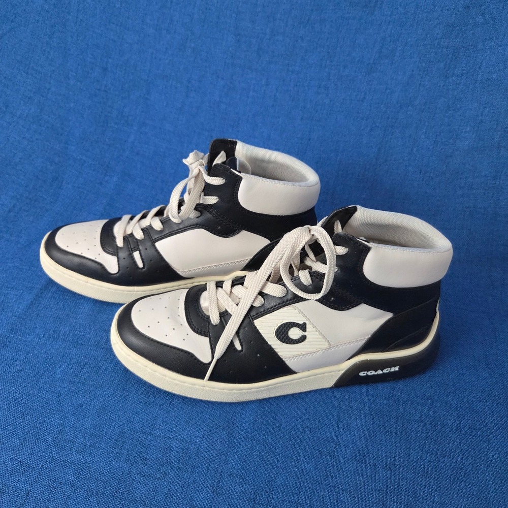Coach Citysole High Top Leather Sneakers - Black & White Size 9.5